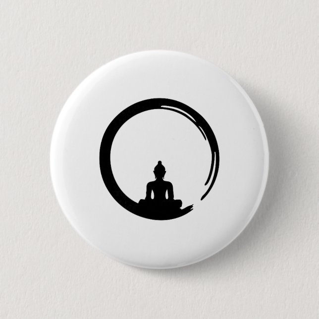 Enso, Zen, Circle, Buddha Meditation Japan Calligr Button (Front)