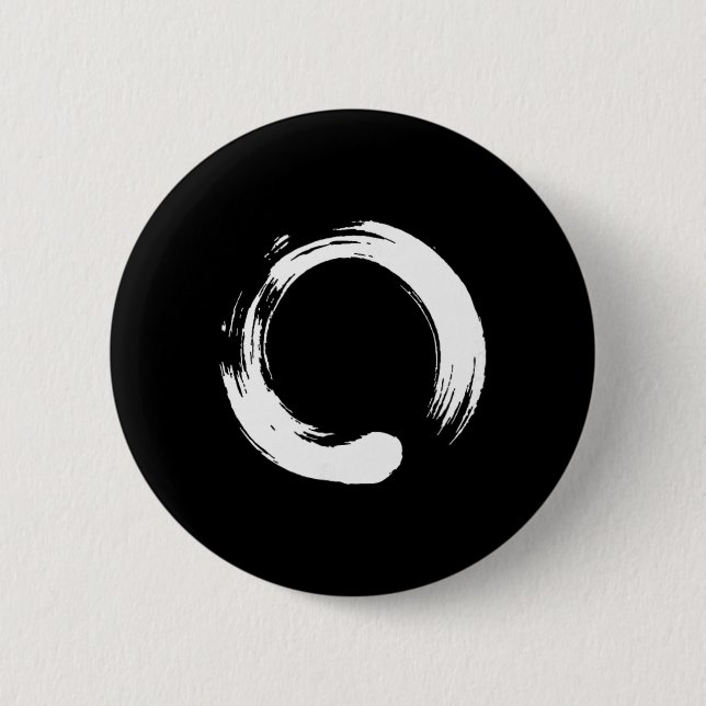 Enso, Zen, Circle, Buddha Meditation Japan Calligr Button (Front)