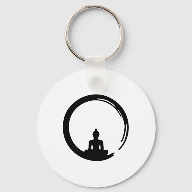 Enso, Zen, Circle, Buddha Meditation Japan Calligr Keychain (Front)