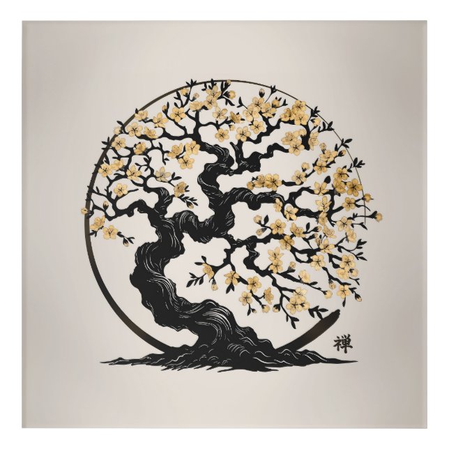 Enso Zen Circle Sakura tree Acrylic Print (Front)