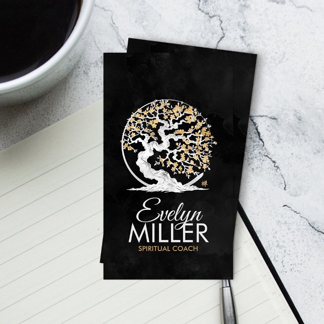 Enso Zen Circle Sakura Tree - Golden Blossom Business Card (Creator Uploaded)