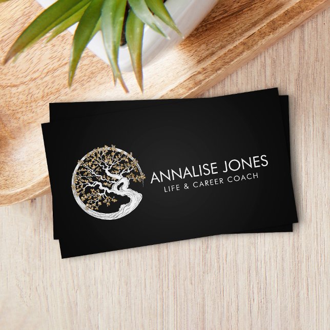 Enso Zen Circle Sakura Tree - Golden  Blossom Business Card (Creator Uploaded)