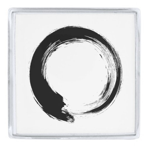 Enso Zen Circle Silver Finish Lapel Pin