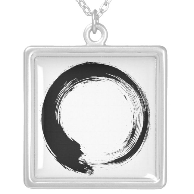 Enso Zen Circle Silver Plated Necklace (Front)