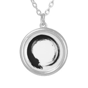 Enso Zen Circle Silver Plated Necklace