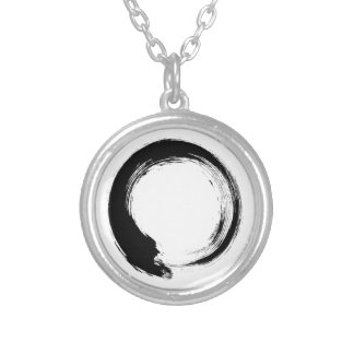 Enso Zen Circle Silver Plated Necklace
