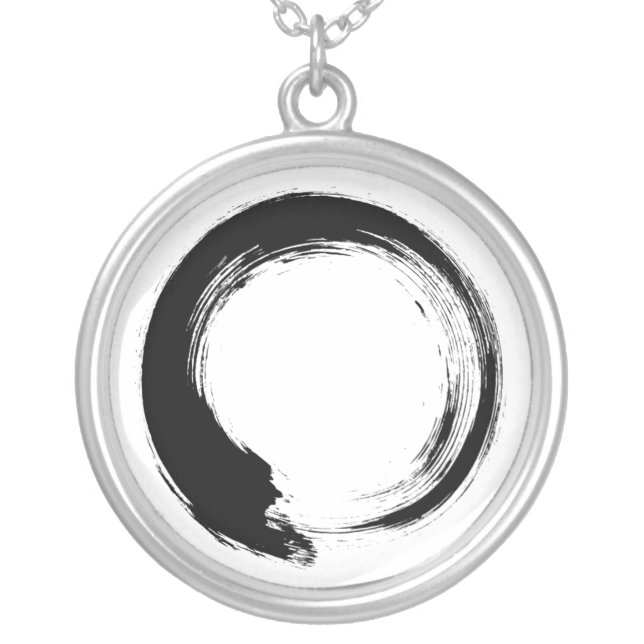 Enso Zen Circle Silver Plated Necklace (Front)