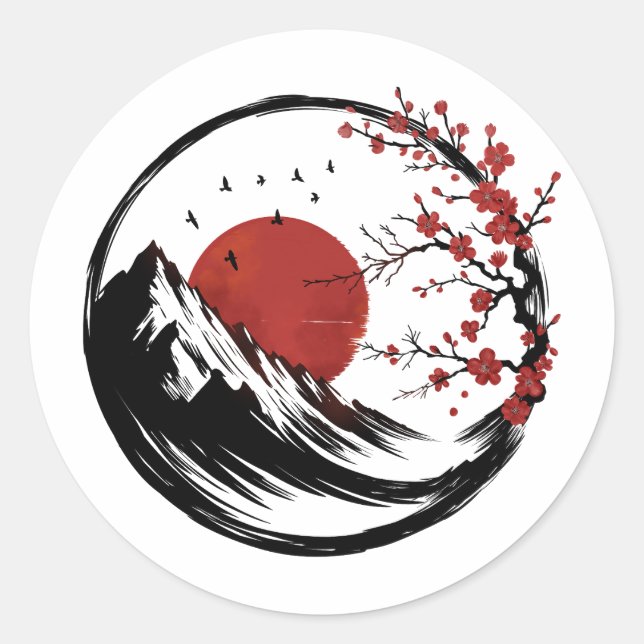 Enso Zen: Dawn's Tranquility Classic Round Sticker (Front)
