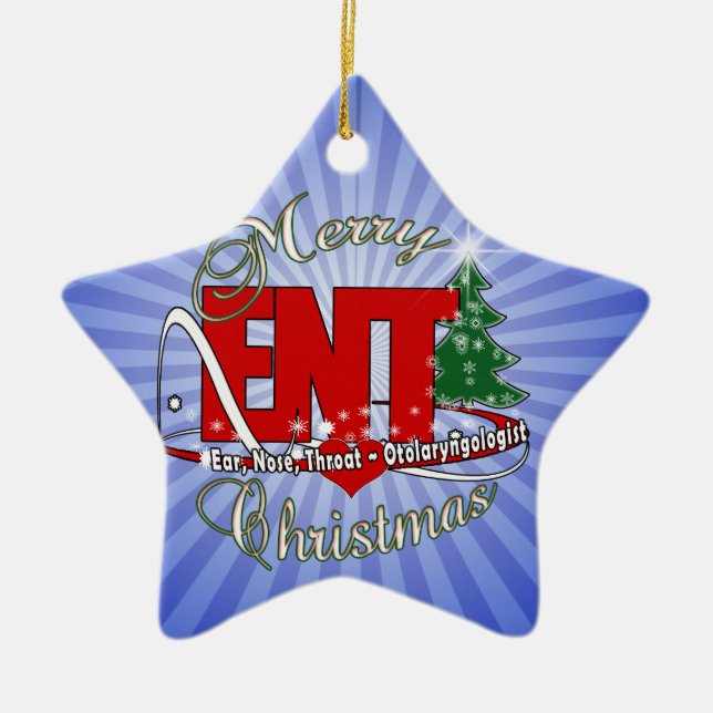 ENT CHRISTMAS  Otolaryngologist EAR NOSE THROAT Ceramic Ornament (Front)