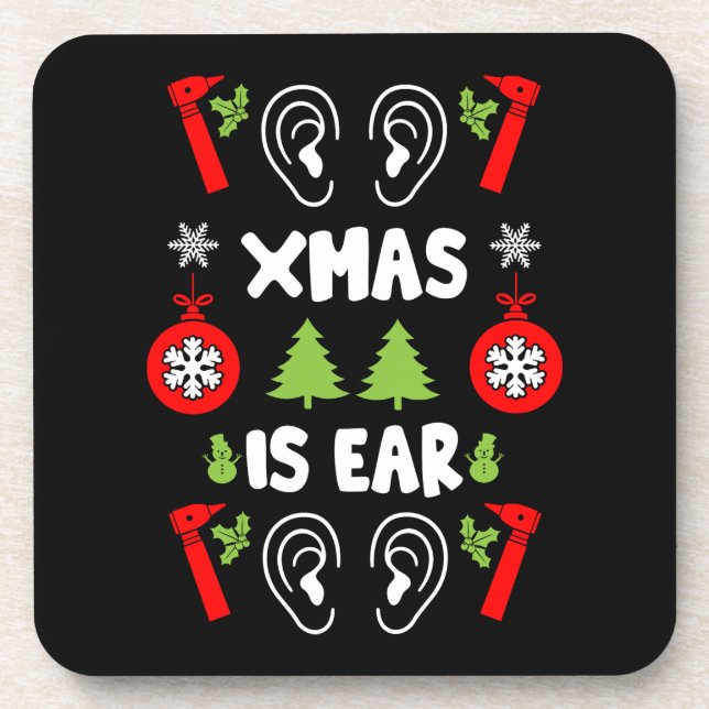 ENT Doctor Christmas  Beverage Coaster (Front)