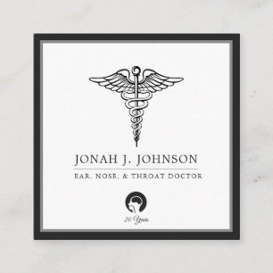 ENT Dr. Minimalist Black Grey Border Square Business Card