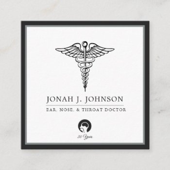 Ent Dr. Minimalist Black | Grey Border Square Business Card by colorjungle at Zazzle