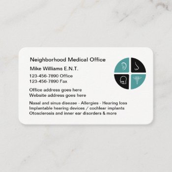 Ent Otolaryngologists Staff Business Cards by Luckyturtle at Zazzle