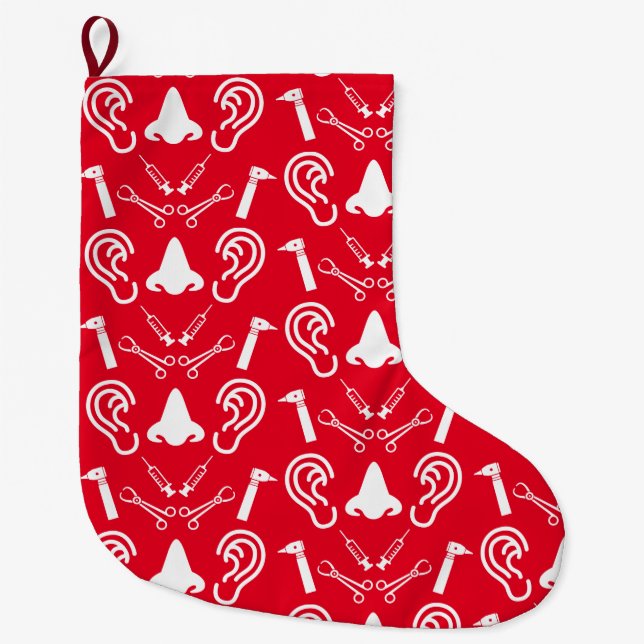 ENT Otolaryngology Otorhinolaryngologist    Large Christmas Stocking (Front)