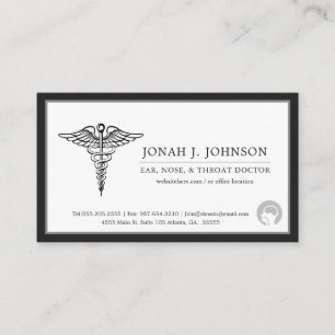 ENT Otorhinolaryngology Minimalist Black Border Business Card