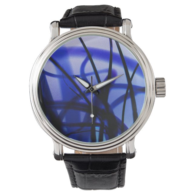 Entangled Blue Abstract Watch with Black Strap (Front)