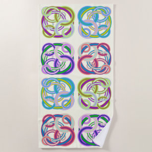 Entangled colorful circles beach towel