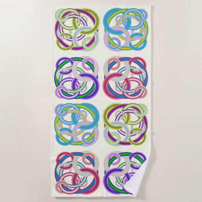 Entangled colorful circles beach towel (Front)