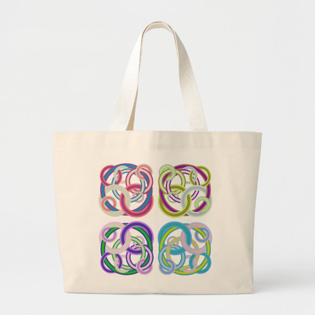 Entangled colorful circles large tote bag (Front)