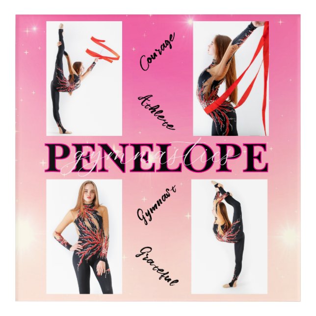 Entangled Gymnastics Pink 4 Photo Encouragement Acrylic Print (Front)
