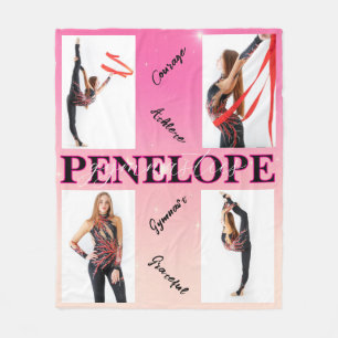 Entangled Gymnastics Pink 4 Photo Encouragement Fleece Blanket