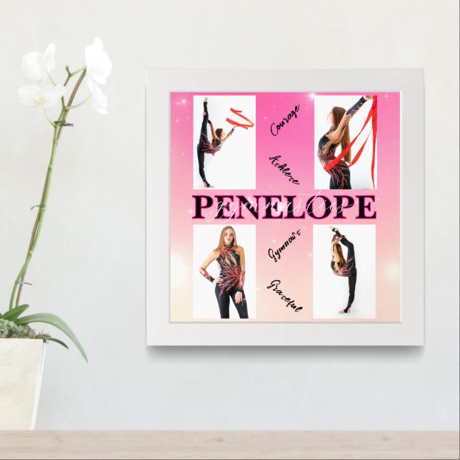 Entangled Gymnastics Pink 4 Photo Encouragement Framed Art (Entryway)