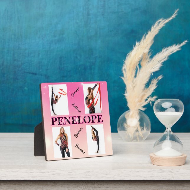 Entangled Gymnastics Pink 4 Photo Encouragement Plaque (Insitu)