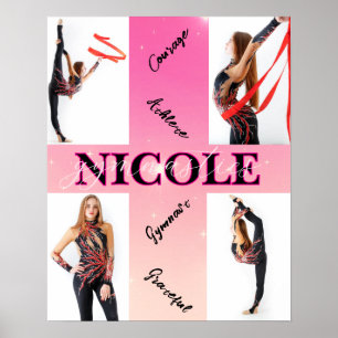 Entangled Gymnastics Pink 4 Photo Encouragement Poster