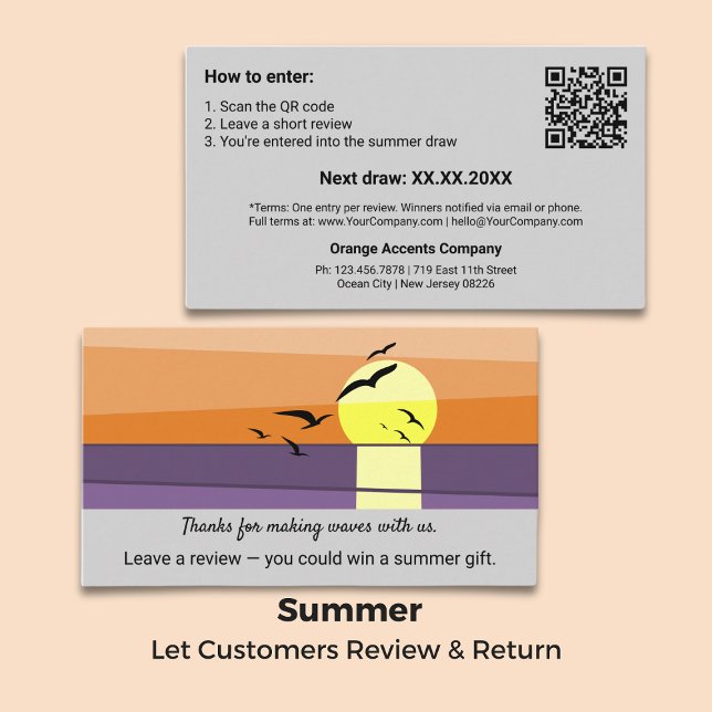 Enter a Review Draw - Summer Thank You Business Card (Enter a Review Draw - Summer Thank You Business Card)