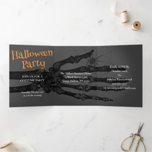 Enter At Your Own Risk Halloween Party Tri_Fold Invitation