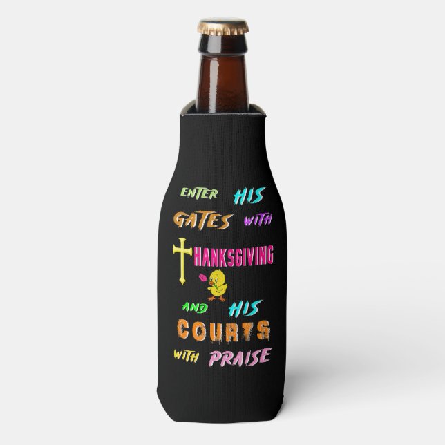 Enter His Gates Chick November Cross Thanksgiving Bottle Cooler (Bottle Front)