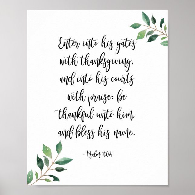 Enter His Gates With Thanksgiving Christian Print (Front)