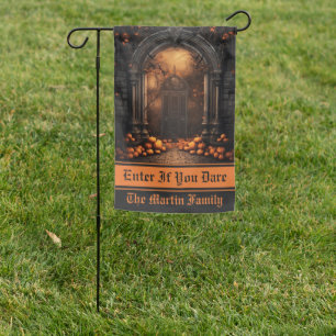 Enter if You Dare Halloween Haunted House Arch Garden Flag