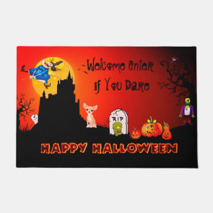 Enter If You Dare Happy Halloween ( Chihuahua) Doormat