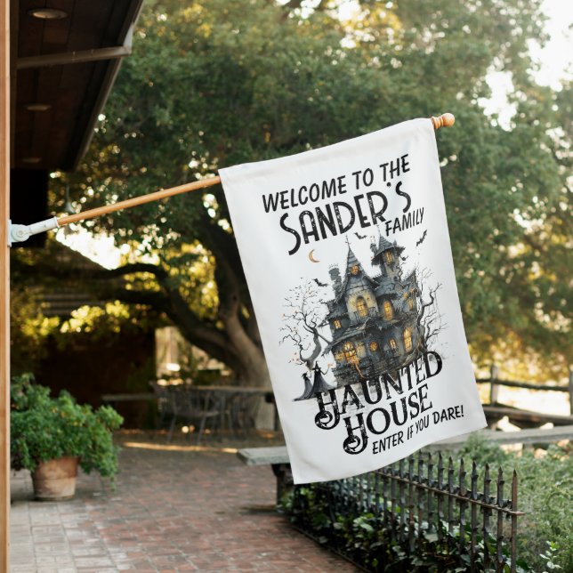 Enter If You Dare – Haunted House Welcome House Flag (In SItu)