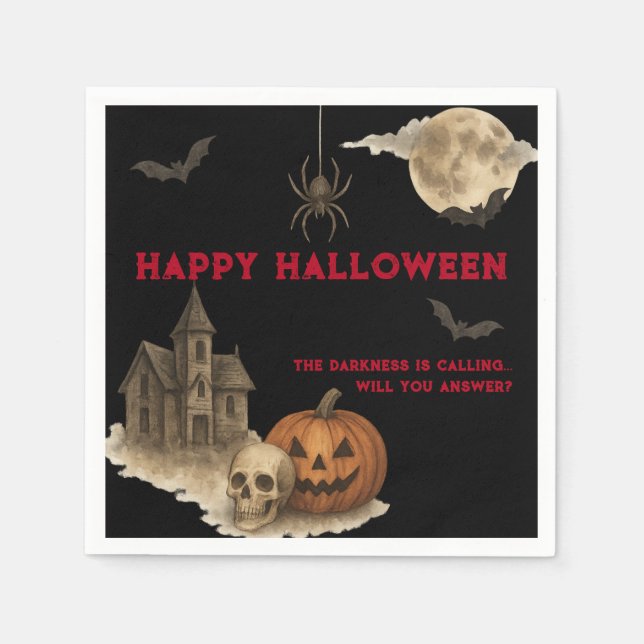 Enter If You Dare - Spooky Haunted House Halloween Napkins (Front)