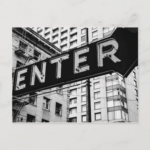 Enter Sign Typographic Image Word Text Art Postcard