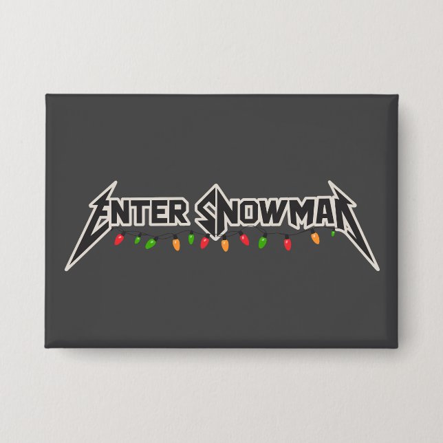 Enter Snowman Christmas Rocker Winter Rock Metal Button (Front)