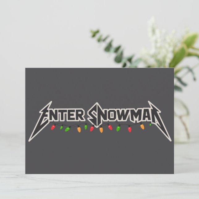 Enter Snowman Christmas Rocker Winter Rock Metal Holiday Card (Standing Front)