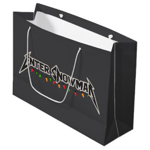 Enter Snowman Christmas Rocker Winter Rock Metal Large Gift Bag