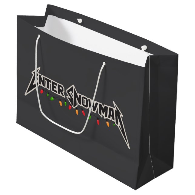 Enter Snowman Christmas Rocker Winter Rock Metal Large Gift Bag (Front Angled)