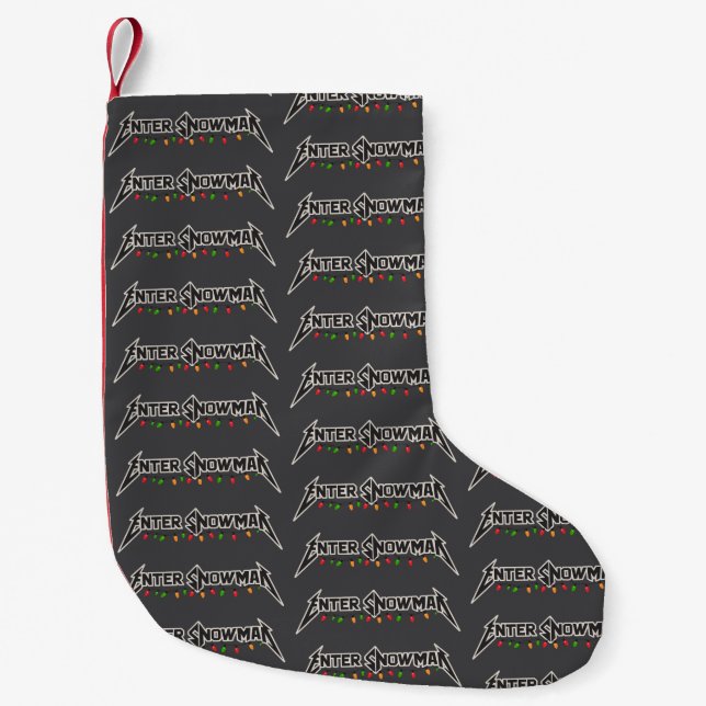 Enter Snowman Christmas Rocker Winter Rock Metal Small Christmas Stocking (Front)