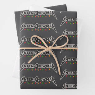 Enter Snowman Christmas Rocker Winter Rock Metal Wrapping Paper Sheets