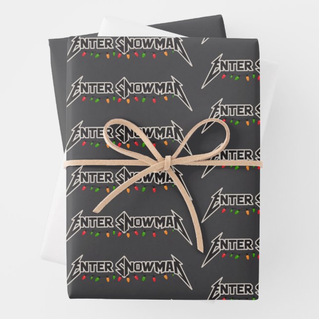 Enter Snowman Christmas Rocker Winter Rock Metal Wrapping Paper Sheets (In situ)