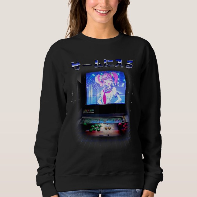 Enter The Game Retro Cyberpunk Lofi Gamer Arcade S Sweatshirt (Front)