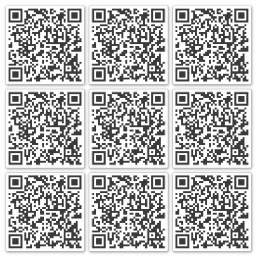 Enter URL Create 9 Scannable QR Codes Black White Sticker