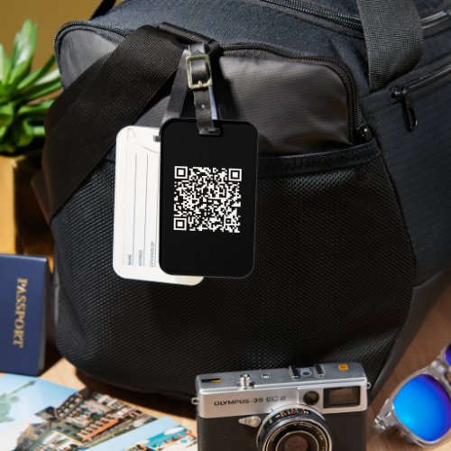 Enter URL  Create Scannable QR Code  Black White Luggage Tag