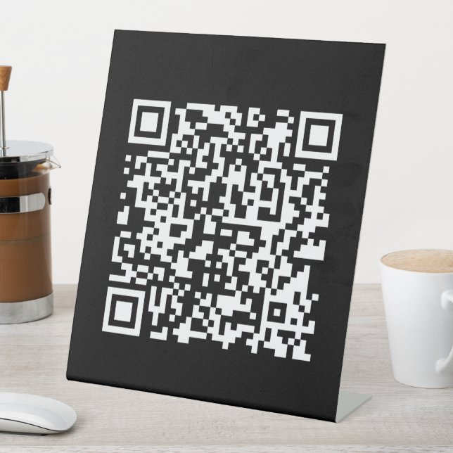 Enter URL & Create Scannable QR Code | Black White Pedestal Sign (In SItu)