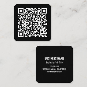 Enter URL & Create Scannable QR Code   Black White Square Business Card