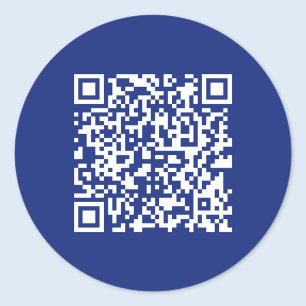 Enter URL Instantly Generated QR Code   Navy Blue Classic Round Sticker